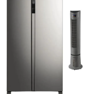 Kit Refrigerador SFX530 525L No Frost Side by Side Inverter Fensa + Enfriador de aire Somela Contro Remoto AC2000